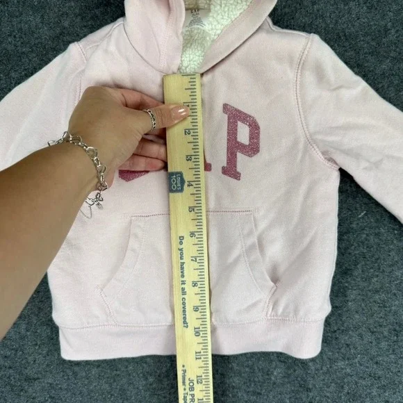 Baby GAP 18-24 Months Pink Bear Ear Hooded Sherpa Lined Zip Up Sweatshirt - Picture 5 of 7